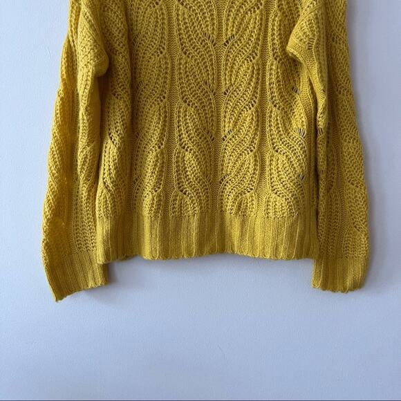 J. Crew Pointelle Knit Mock Neck Yellow Sweater - Picture 5 of 9
